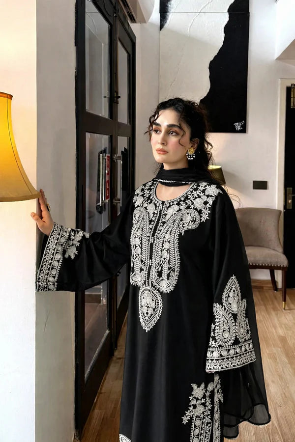 Aafreen Embroidered 3pc - Black