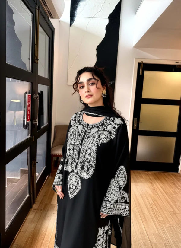 Aafreen Embroidered 3pc - Black