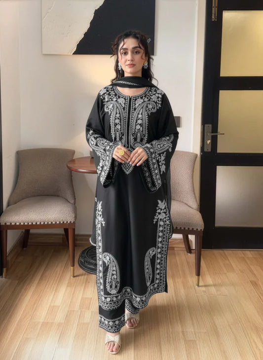 Aafreen Embroidered 3pc - Black