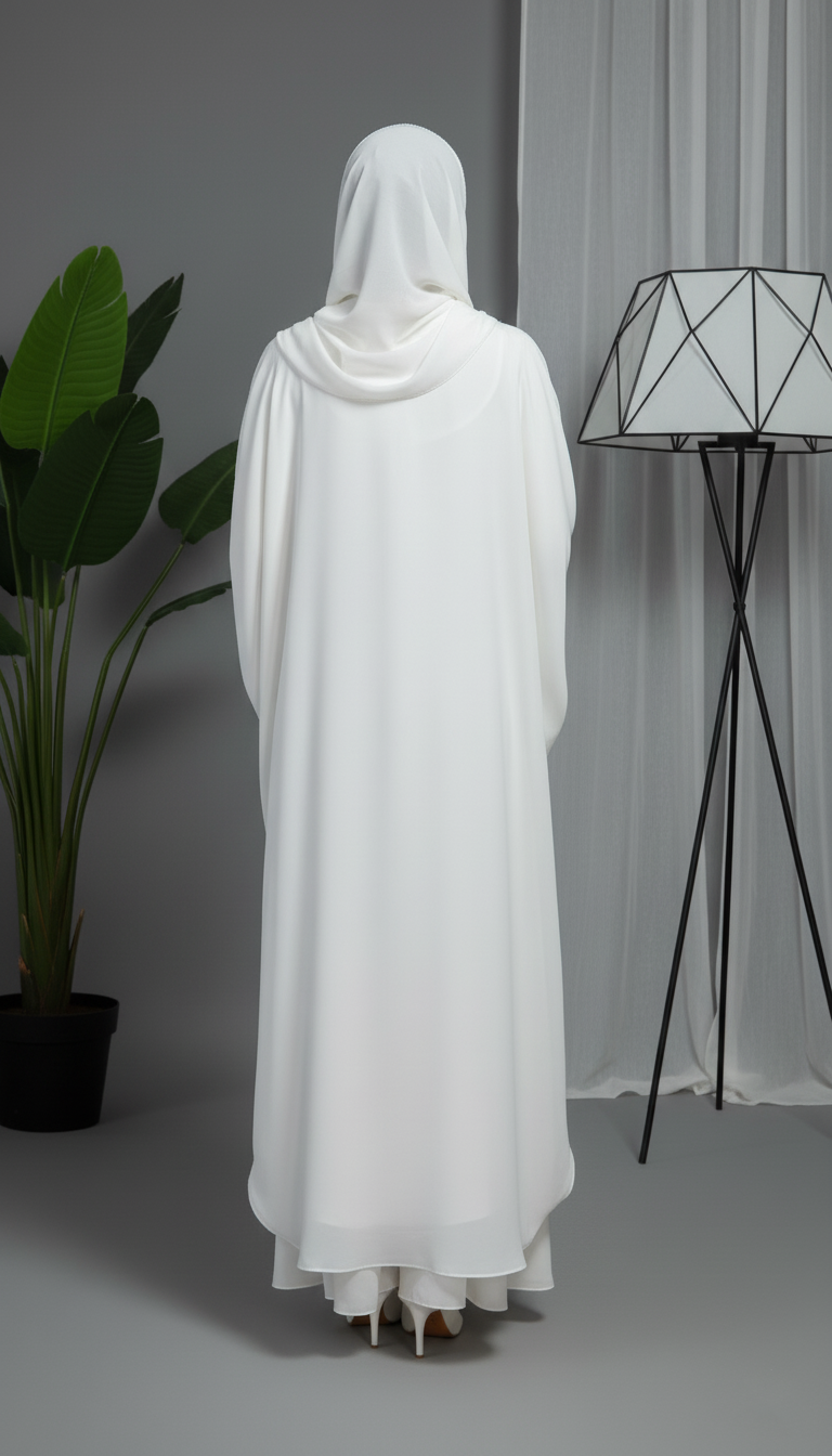 Elegant Pearl White Abaya Set