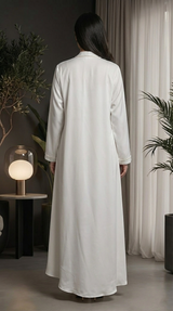 Ethereal White Pearl Satin Abaya