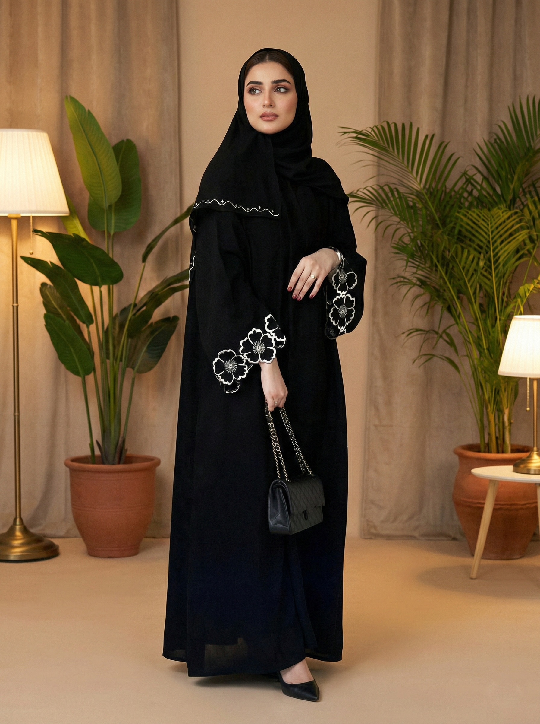 Nior Floral Cuff Abaya