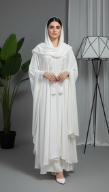 Elegant Pearl White Abaya Set