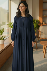 Premium Plated Button-Down Abaya