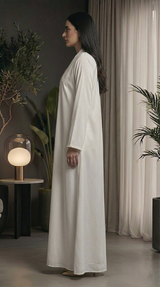 Ethereal White Pearl Satin Abaya